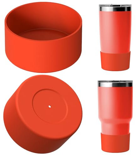 Linkidea Water Bottle Boot Compatible with YETI Rambler Travel Mug 20oz/30oz, Tumbler 20oz/30oz, Silicone Anti-Slip Water Bottle Bottom Sleeve Cover Protector (Red / 2 Pack)