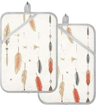 Foiosoh Large Pot Holders Heat Resistant Dream Catcher Boho Potholders with Pockets Hotpads for Cooking Oven Pads 2 Pack