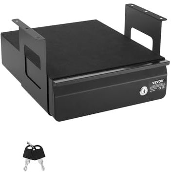 VEVOR Untertisch Schublade 365x335x185 mm, Unterbau Schreibtisch, versteckter Schreibtisch-Aufbewahrungs-Organizer, abschließbare Bleistiftschublade unter dem Tisch für Sitz-Steh-Arbeitsplätze