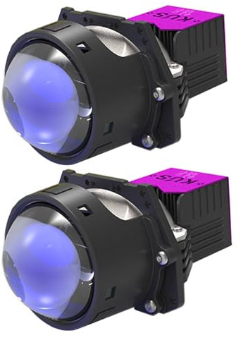 SageSunny 3 Projecteur Lentilles Laser Bi LED feux de Voiture, DC 12V 150W, 6000K 20000lm avec Ventilateur Haute Luminosité, pour amélioration des phares de véhicule, lot de 2, garantie 3 ans