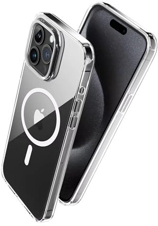 Magnetic Clear Case for iPhone 15 Pro Max, Compatible with MagSafe Wireless Charging, Shockproof Protection, Anti-Scratch Transparent Non Yellowing Clear Back Phone Bumper Cover for iPhone 15 Pro Max