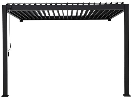 Green Spirit Lamellendach Pergola Mirador Classic 3x4 Wandmontage - Anthrazit, Aluminium, 300x400x250 cm - Lamellen Pavillon, Garten Terrassen Überdachung