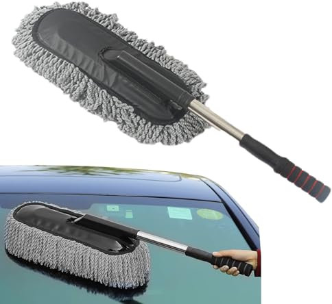 Fenytay Cotton Thread Wax Mop, Car Duster, Car Interior Cleaner, Microfiber Cleaning Washing Brush, Telescopic Cars Wash Brush, Auto Wash Dusting Tool, Dash Duster, Scratch Cleaning Mop For Cars