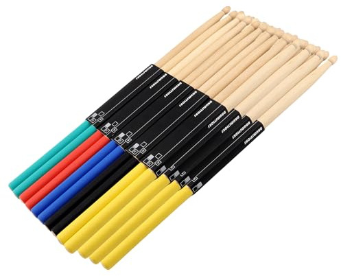 CHUENHEI 20 Stück Schlagzeugsticks 5A, Drumsticks 5A Trommelstöcke Holz mit rutschfesten Griffen, Drumsticks aus Ahornholz Schlagzeugstöcke Percussion Zubehör für Band Musikinstrument