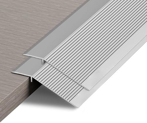 2 Pack Aluminum Floor Transition Strip Door Bar,Floor Bar for Doorways Threshold Ramp Tile Laminate Planks,Bridge The Height Between 10-35mm(Silver,0.9m × 10cm)