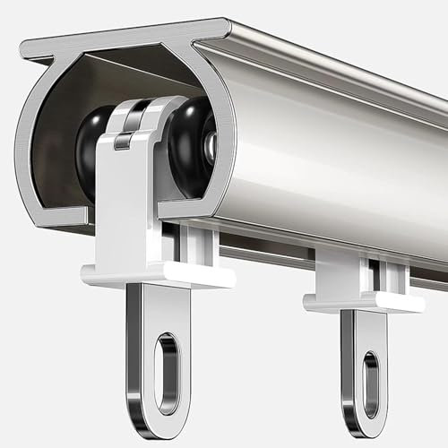 KAnduo Aluminium-Vorhangschienen und Beschläge for schwere Vorhänge, Gardinenstange for gedämpfte Raumtrennung, schneidbare gerade Schiene Zubehörsets für Gardinen(Wall Mount,2.5m/8.2ft)
