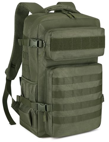 HUNTVP Militär Rucksack Herren 30L Taktischer Rucksack Molle Wanderrucksack Tactical Backpack Sportrucksack Bundeswehr Wasserdicht Daypack für Wandern Camping Outdoor,30L-Grün