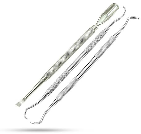SMI 3-tlg Fußpflegeset Edelstahl Nagelschieber Nagelheber Fußpflege Eckenheber Pediküre Nagelwerkzeuge Nagelhautschieber Fusspflege Set