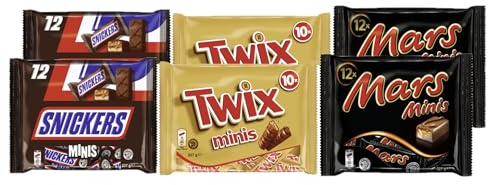 Schokoriegel Minis Mix 1362g – 2x Snickers, 2x Twix & 2x Mars – je 227g, 6er Vorratspack