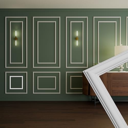 HEXIM Stuckleisten Wandrahmen Sets HDPS weiß - Auswahl an Größen für Wand, Decke, Bilder & Spiegel - Klassische Optik mit klaren Linien für ein elegantes Raumgefühl (RM01-H 36X36CM)