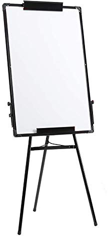 Homewell Tableau blanc magnétique avec support, 100 x 70 cm, réglable en hauteur, trépied, tableau blanc magnétique avec marqueur, éponge et 6 aimants