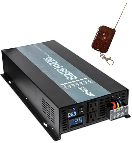 Convertisseur Onduleur Solaire Onde Sinusoïdale pour 24V À 220V 3500W Transformateur Batterie Externe 12V/24/48V DC 120V/240V AC Télécommande Onduleur(12V,230V)