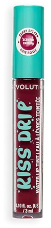 Revolution Kiss Drip Water Lip Tint, Feuchtigkeitsspendender Getönter Lipgloss mit Sheabutter & Vitamin E, Aufbaubare Farbe, Berry Splash, 3ml
