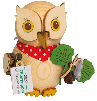 Kuhnert - Limitierte Edition Dekoration/Holzfigur - Mini Eule Jahreseule 2026 Zitterpappel - Größe: ca. 7 cm - Made in Germany