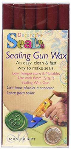 Pack Of 6 x Manuscript 8mm Red Sealing Wax Sticks For Cool Melt Gun