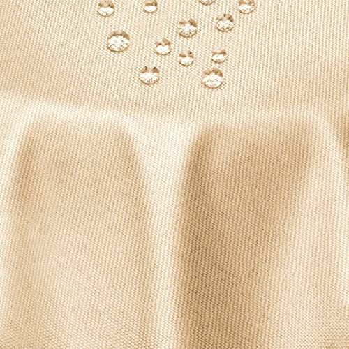Leinen Optik Tischdecke Tischtuch Tafeldecke Leinendecke Abwaschbar Wasserabweisend Rund 140 cm Champagner Fleckschutz Pflegeleicht mit Saumrand Leinentuch