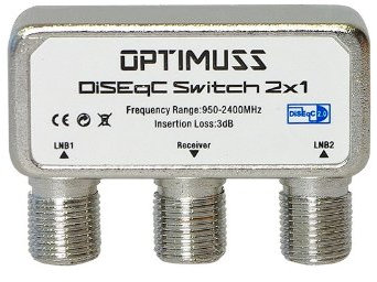 Edision Optimuss DiSEqC Schalter 2/1 (DiSEqC 2.0 Switch, zwei Satelliten auf 1x Satelliten-Receiver) mit Wetterschutzgehäuse