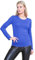janisramone® Long Sleeve T Shirts Women, Plain Round Neck Breathable Basic Summer Tops for Women UK, Stretchy Slim Fitted Going Out Tops Royal Blue