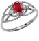 Damen Ring/Verlobungsring Elegant Solitär Ring Mit Rubin Mittelstein Weiß Topas In 9 Karat Weißgold