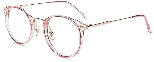 Firmoo Blue Light Blocking Glasses Large Pink for Women, Blue Light Filter Computer Glasses Anti Glare Fatigue, UV Blue Light Protection Glasses Round