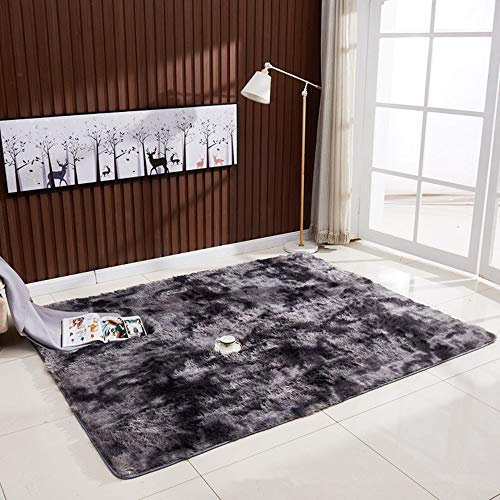 Nicole Knupfer Shaggy Flauschiger Hochflor Teppich für Wohnzimmer Schlafzimmer und Bad (Dunkelgrau,50x 80 cm)