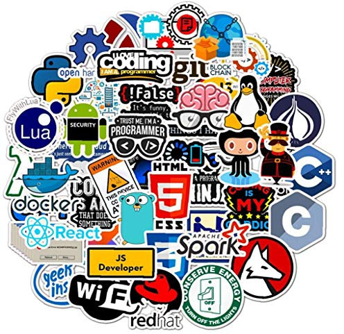 50 Pcs/set Programming Language Stickers Self Adhesive Waterproof Vinyl Stickers for Water Bottles Laptop Stickers Decals