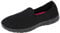 Ladies Canvas Mesh Memory Foam Slip On Flat Ultra Lightweight Flexi Plimsoll Pumps Sports Comfort Trainers Go Shoes Size 3-8 (All Black/Fuchsia, 6)