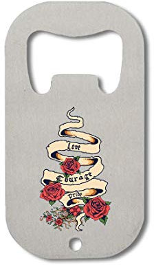 Love Courage Pride Wild Roses Banner Art Flaschenöffner aus Edelstahl