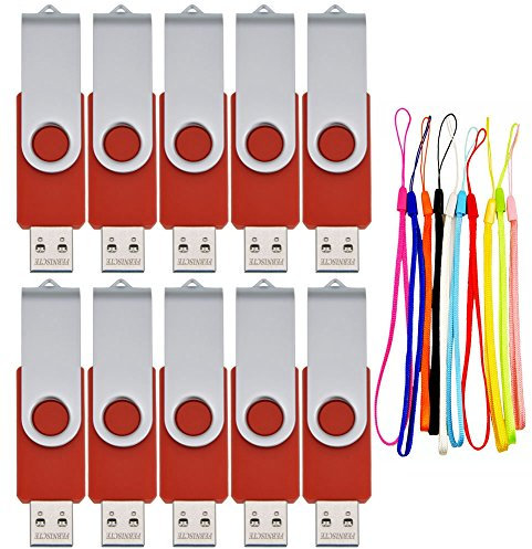 Chiavetta USB 32 GB Penna USB 10 Pezzi Pennette USB Rosso - Girevole Pen Drive 32GB Economica Portatile Chiave USB 2.0 - FEBNISCTE Metallo Pennina USB 32 Giga Chiavette Regalo Natalizio Pendrive
