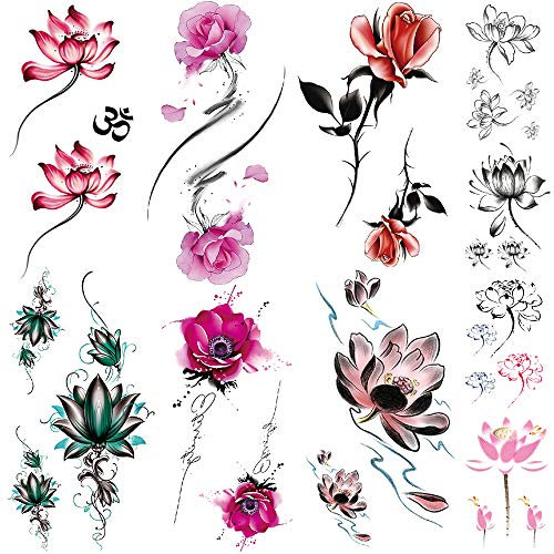 10 Sheets Flower Temporary Tattoo Sticker By Yesallwas Tattoo Transfer Rose Design Tattoos Girl Arm Body Art Sexy Fake Tattoo