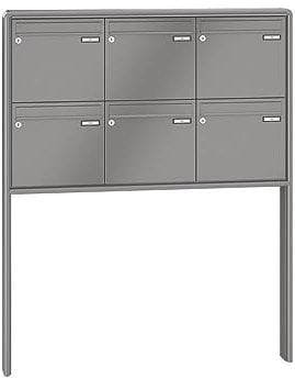 RENZ / RS2000 / 6er Freistehende Briefkastenanlage Standbriefkasten/RAL-Farbe 9007 Volumen 12 L/zum Einbetonieren/Dein-Briefkasten.de
