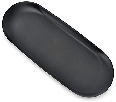 Peakpet Edelstahl Serviertablett Schwarz Schmuck Ständer Ovale Kosmetik Tabletts Kerzen Teller Butterdose Süßigkeiten Snacks Tablett (22.8x9.5cm)
