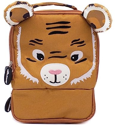 LES DEGLINGOS - SAC A DOS REPAS ISOTHERME 2 COMPARTIMENTS POUR ENFANT - SPECULOS LE TIGRE - Lunch bag - Pique-nique et goûter - Voyage - Isolant PEVA - 26cm - Ocre
