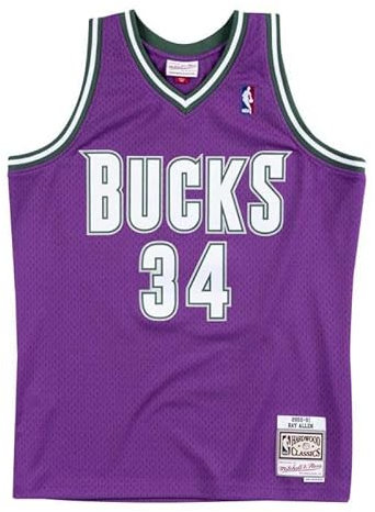 Mitchell & Ness Ray Allen #34 Milwaukee Bucks 2000-01 Swingman NBA Trikot Lila