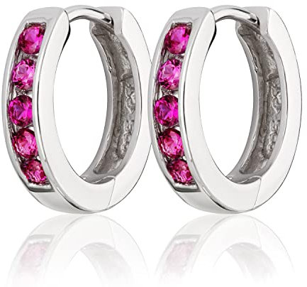 NKlaus Paar Ø 14mm 925 Sterling Silber Klappcreolen Rose Zirkonia Ohrringe rhodiniert 2123