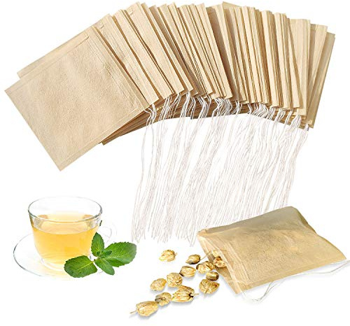 SumDirect Disposable Tea Filter Bags - 7x8 cm Tiny Unbleached Empty Infuser Natural Paper Tea Pouches with Drawstring for Loose Tea (400 Pcs)