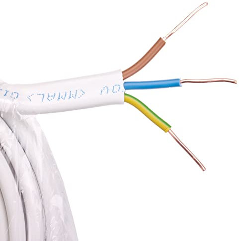 Stromkabel Flachkabel Mantelleitung Elektrokabel Flach Feuchtraumkabel YDYp NYM-J 3x1,5 mm2 450/750V Kabel Elektroleitung - 100m Ring