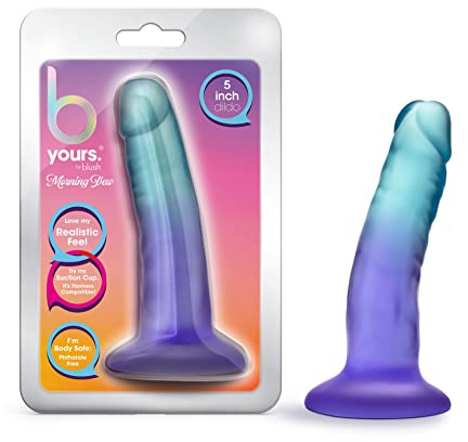 Blush Novelties B Yours Morning Dew – 5 Zoll Länge, 1,25 Zoll Breite, realistischer Gefühlsdildo – stabile Saugnapfbasis und kompatibel mit Geschirr – Farbverlaufsdesign – perfekt