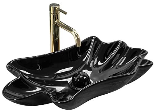 Rea REA-U3401 Bathroom Sink Made of Ceramic Infinity Black-black-REA-U3401, Black