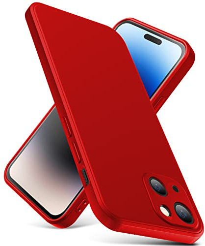YSLBWLE Compatible with iPhone 13 Case, Thin Liquid Silicone Case,Shockproof,Slim Thin Phone Case for iPhone 13, Full Body Screen Camera Protective Cover-Red 2-IP13-03