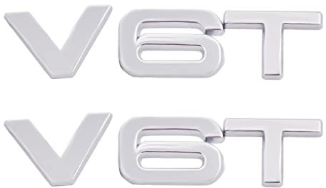 2 Stück V6T Emblem Aufkleber ist anwendbar für alle Fahrzeug-Kofferraumtüren und Fensterdekoration (silberfarben)