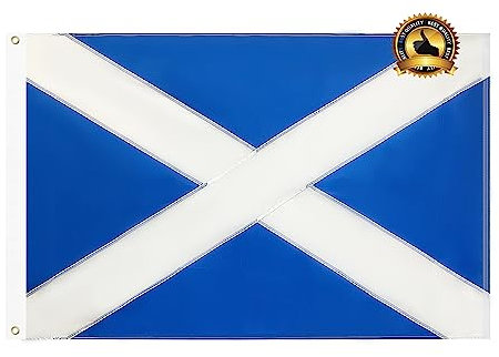 Schottland-Flagge, 90 x 150 cm, mit genähten Streifen, strapazierfähige Flagge von Schottland, 90 x 152 cm, Polyester-Material mit 2 Metallösen