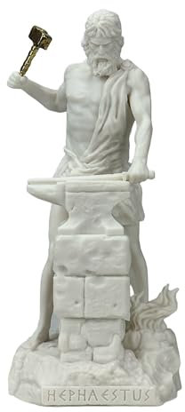 Hephaistos griechischer Olympischer Gott des Feuers Statue Skulptur Figur weiß 22 cm