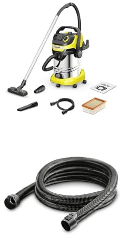 Kärcher Aspirador en seco/Mojado WD 6 HP V-30/6/22/T y extensión de Manguera de aspiración de 3,5 m y Bolsa de Filtro de Fieltro Original KFI 487: 4 Unidades