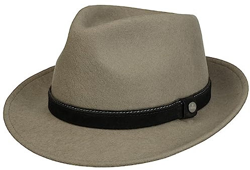 LIERYS Hillsdale Bogart Wollhut - Fedora-Stil - Wasserabweisend & atmungsaktiv - Made in EU - Herren - Winterkollektion grau M (56-57 cm)