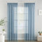 Woaboy Gardinen mit Kräuselband Voile Vorhänge Wohnzimmer Transparent Sheer Curtains Stores Gardine Schlafzimmer Modern Schlaufengardinen 2er Set 140x225cm (BxH) Navy Blau