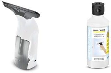 Bundle of Kärcher WV 1 Window Vac, Battery Running Time: 20 min, LED Display for Battery Status, Dirty Water Tank: 100 ml, Weight: 0.5 kg + Kärcher Window Cleaner Concentrate RM 500
