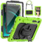 SEYMAC Funda para Samsung Galaxy Tab S10 FE 10.9/S9 FE 10.9/S9 11 Pulgadas, Funda a Prueba de Golpes con Protector de Pantalla, Soporte Giratorio de 360 ​​Grados, Correa para el Hombro, Verde
