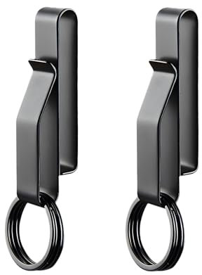 Kweiugfi 2 Stück Schwerlast Schlüsselhalter Gürtel mit 4Pcs Metall Schlüsselringen,Edelstahl Männer Schlüsselanhänger Für 3,8-5,7cm Breite Dienstgürtel für Feuerwehr und Polizei