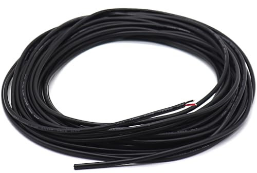 GOIYZTTR 5M 20AWG Cable Eléctrico Negro, Cable Redondo de 2 Núcleos Cables Flexibles de PVC, Diámetro 4.3MM Adecuado para Conectar Dispositivos de Baja Potencia